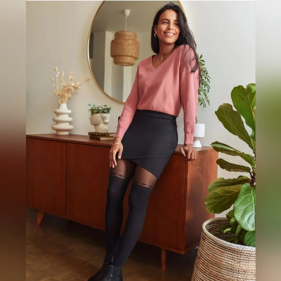 Sz M From Rachel Black Faux Wrap Mini Skirt - Picture 2 of 9